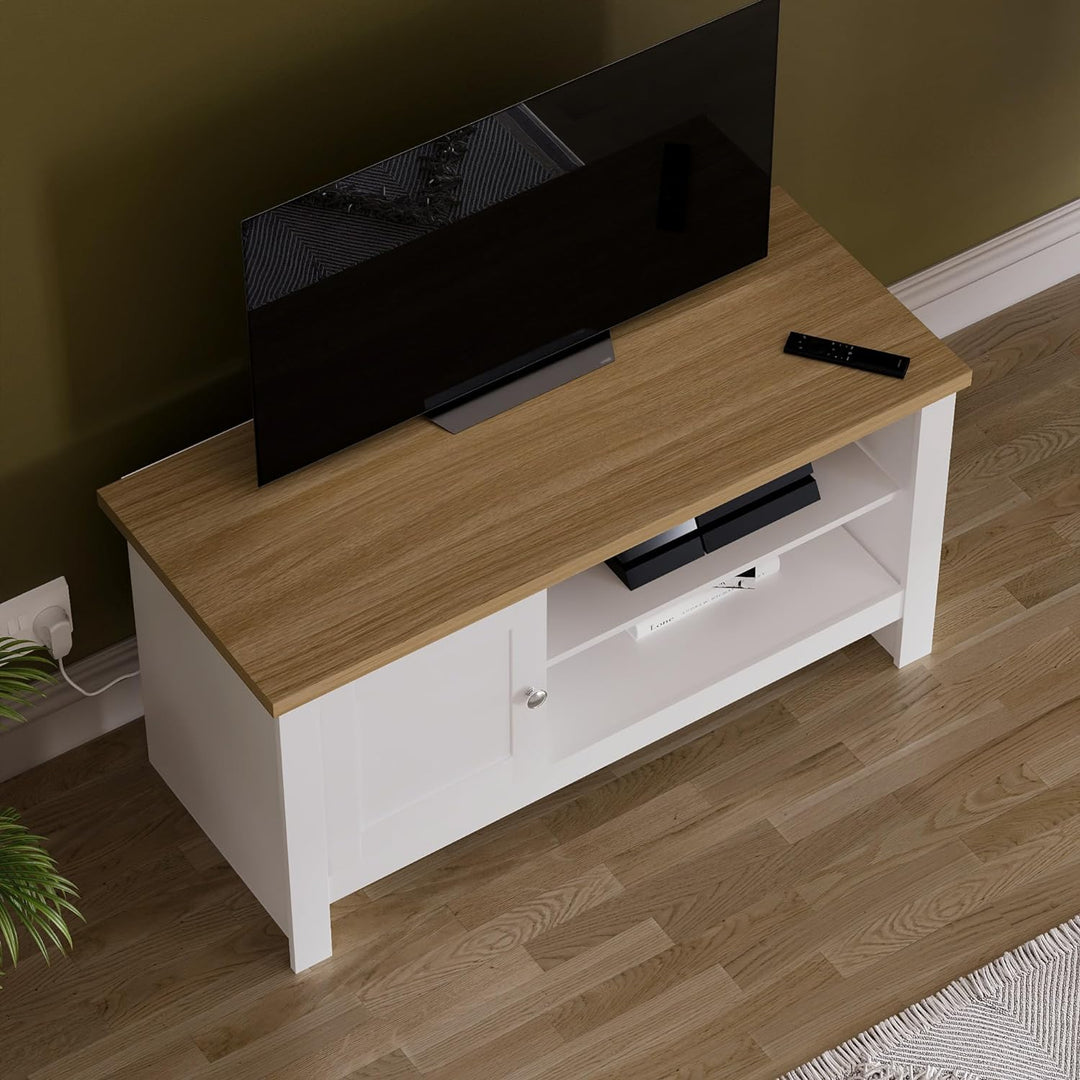 Vida Designs TV-Bänke & Lowboards, MDF, Spanplatte und Melaminfurnier, Weiss, Standard, Weiss
