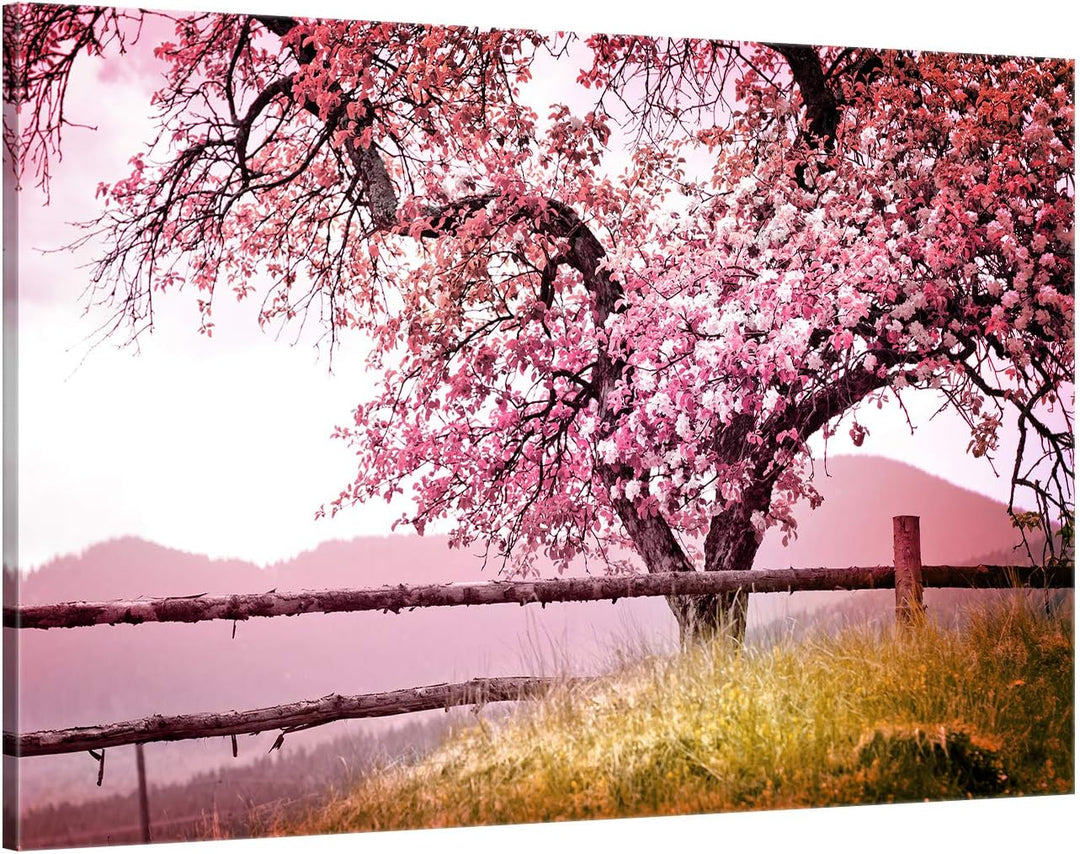 ge Bildet Bild auf Leinwand | Frühlingsbaum - Natur Baum Rosa Pink A in 120x80 cm als Wandbild XXL |
