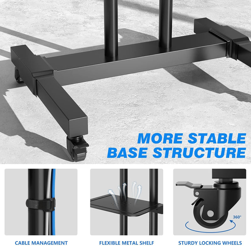 RFIVER Universal TV Ständer Rollbar für 32 40 42 43 49 50 55 65 70 75 Zoll Fernseher, TV Wagen mit R