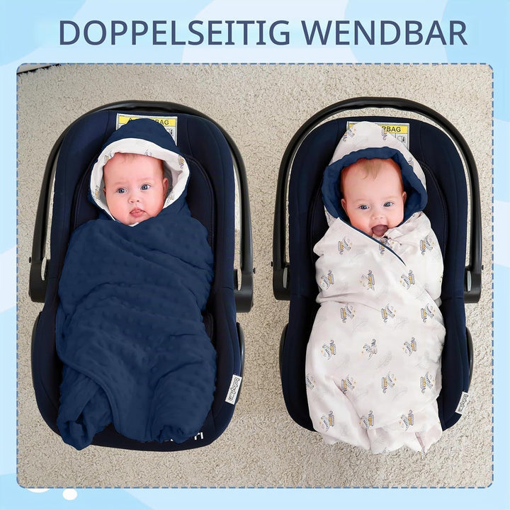 LAT Baby Einschlagdecke Babyschale - Decke Kinderwagen 90x90cm 100% Baumwolle Universal Babydecke Do