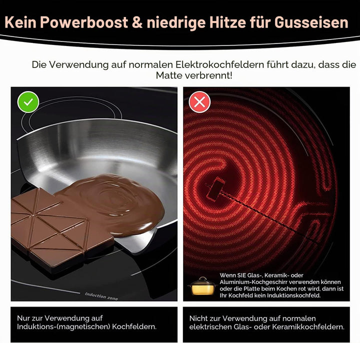 KitchenRaku Grosse Induktion schutzmatte, Rutschfest Silikon Induktionskochfeld Schutzmatte (magneti