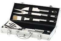 Rosenstein & Söhne Grillkoffer: Edelstahl-Grillbesteck im Aluminium-Koffer (Grillbesteckkoffer, Gril