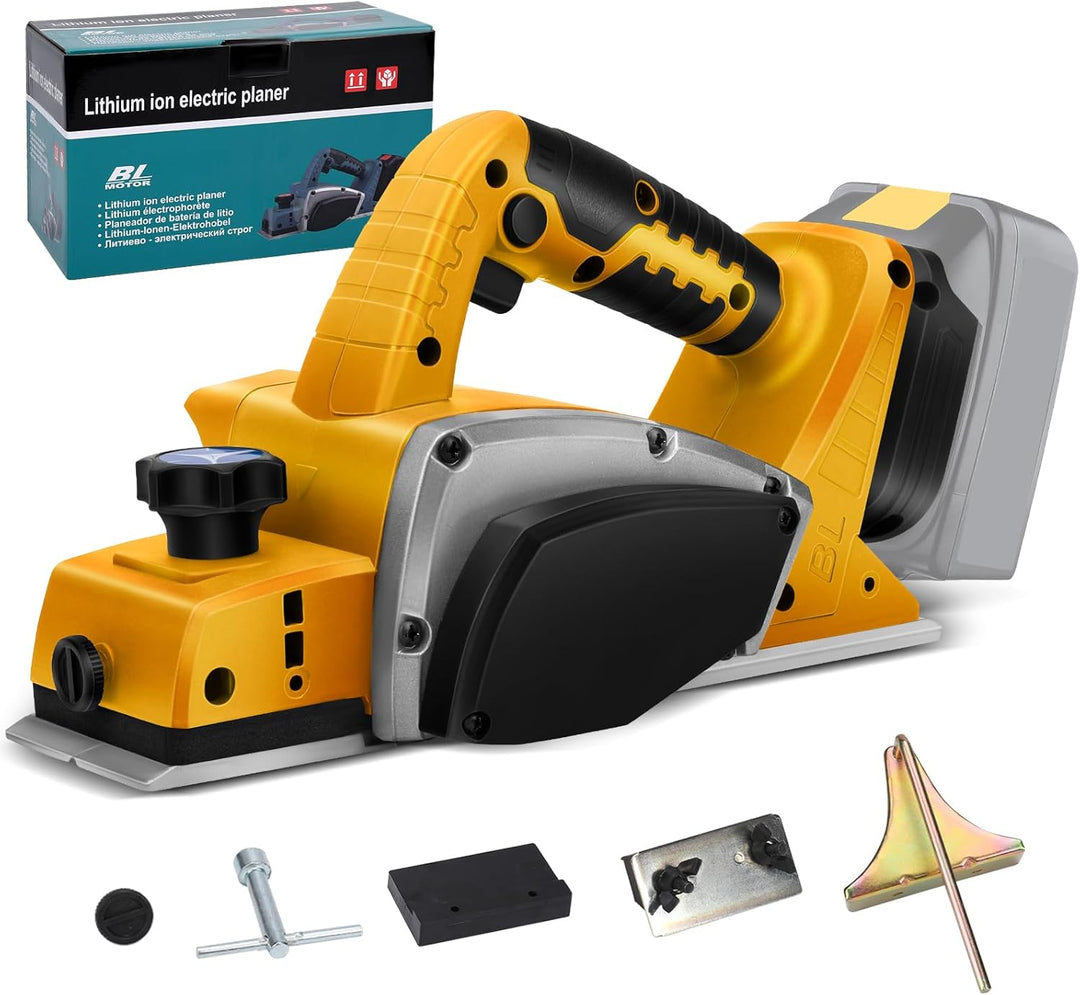 Akku Elektrohobel Holz mit 20V Akku, Bürstenlose Elektrohobel holz Hobelbreite 82mm, Spantiefe 2mm,