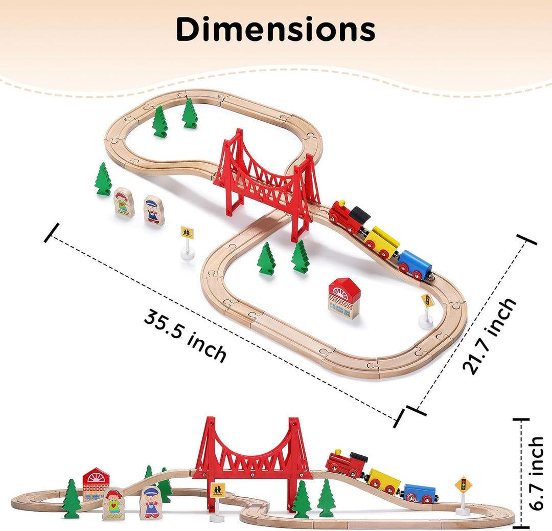 SainSmart Jr. 37 Pcs Holzeisenbahn und Züge Pack Eisenbahn Anfängerset Kompatibel mit Thomas Passend