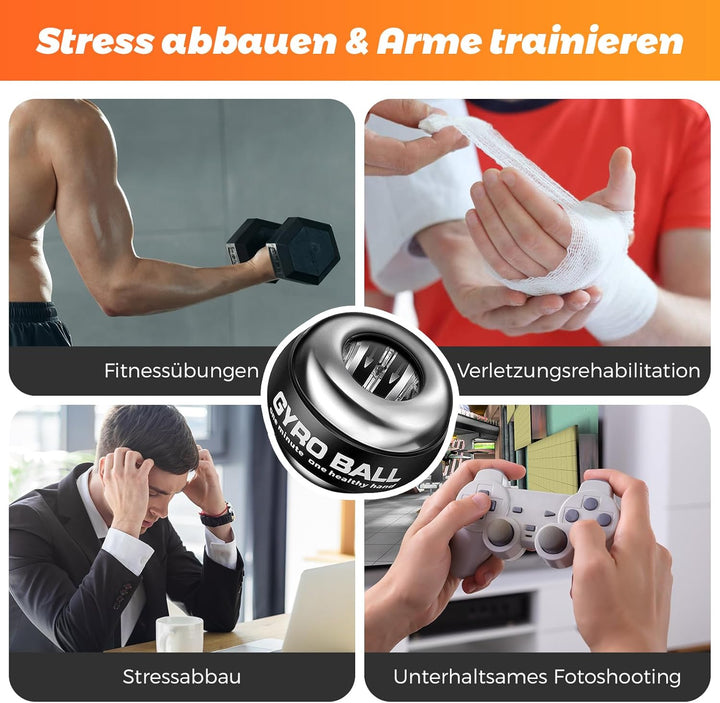 BeSokar Gyroball, Handgelenktrainer-Ball, Auto-Start, 5-stufiger Widerstands-/Lichtsteuerung, Gyrosk