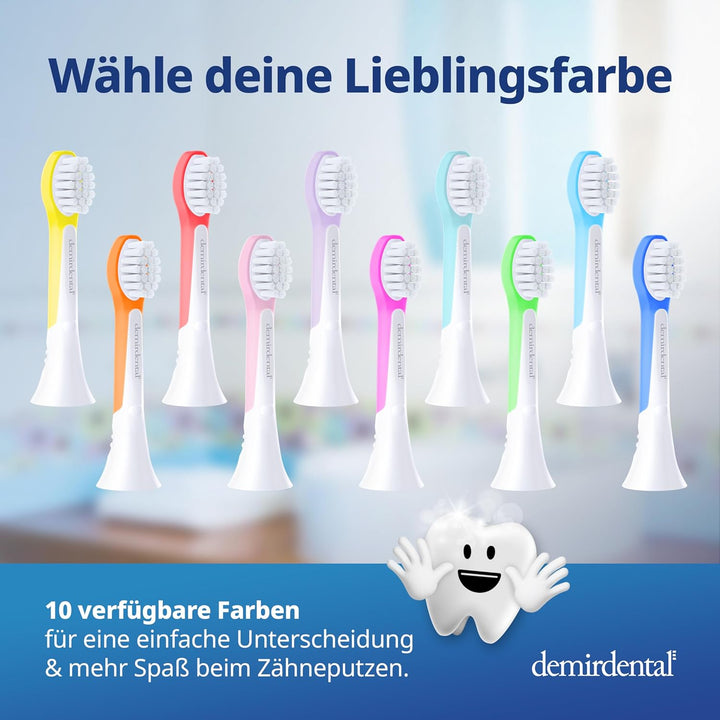demirdental Kinder Ersatzbürsten passend für Philips Sonicare Kids, Compact Mini Bürstenköpfe für 3-