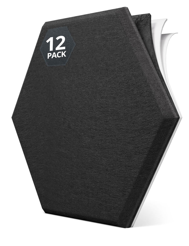 Kuchoow Akustikpaneele Hexagon Selbstklebend mit MLV Schalldämmung 12 Stück Wand Schwarz für Zimmer,