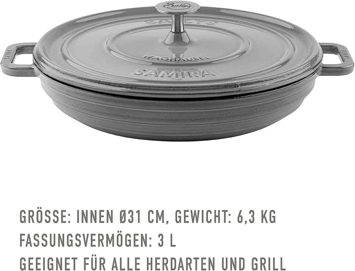 Sallys 'Samira' Deluxe Gusseisentopf - Robustes und Hochwertiges Kochjuwel für Perfektes Garen - für
