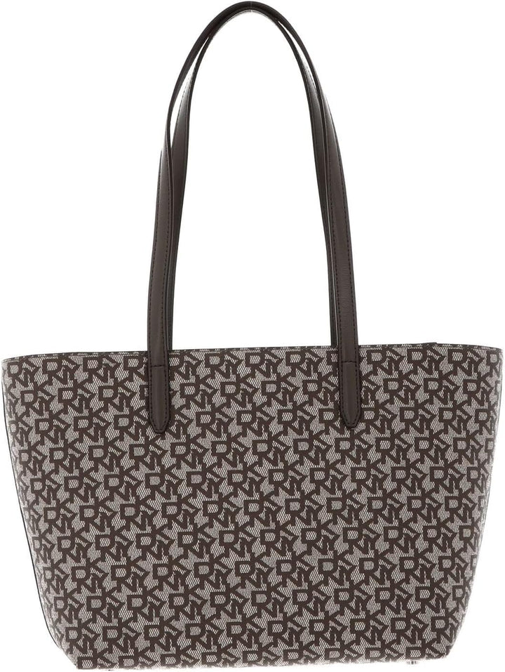 DKNY Women's Bryant Medium Bag in Coated Logo Tote, Chino/Truffle