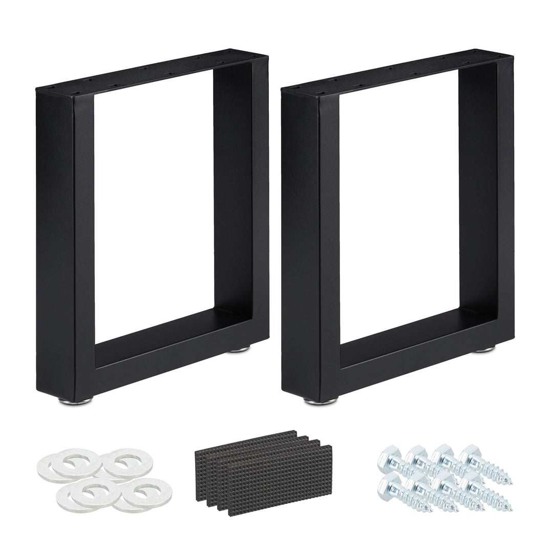 Relaxdays Tischkufen 2er Set, BxH: 40x43 cm, Metall Tischbeine Schreibtisch, Esstisch, Couchtisch, I