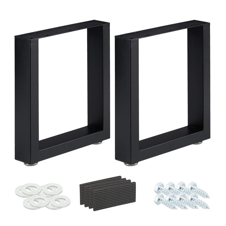 Relaxdays Tischkufen 2er Set, BxH: 40x43 cm, Metall Tischbeine Schreibtisch, Esstisch, Couchtisch, I