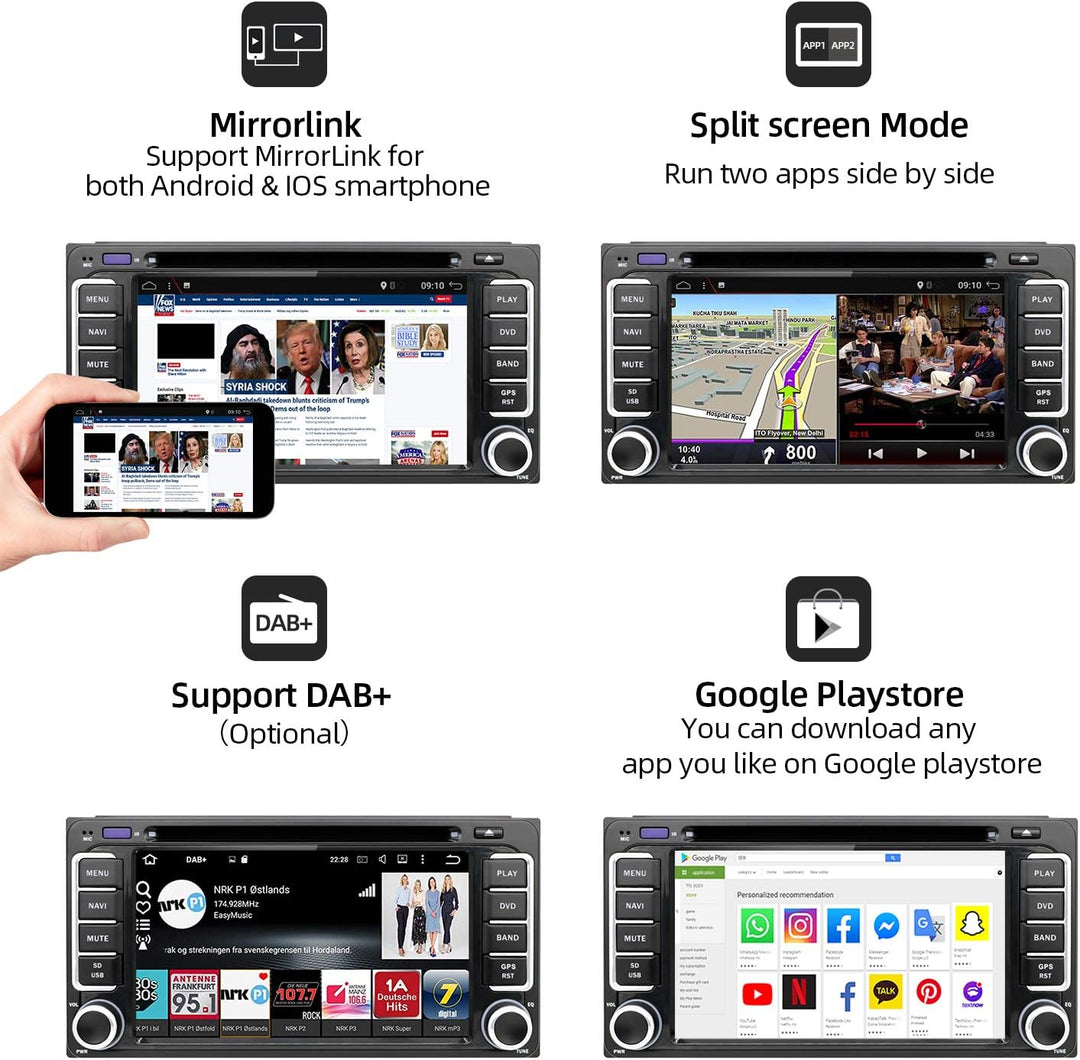 JOYX Android 10 Doppel Din Autoradio Passt für Toyota Car GPS Navigation | Rückfahrkamera KOSTENLOS