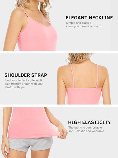 Ymmchy Damen Unterhemden Leibchen Tank Tops Spaghettiträger Verstellbare 4-Pack S 4-pack Schwarz/Wei