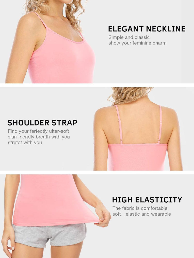Ymmchy Damen Unterhemden Leibchen Tank Tops Spaghettiträger Verstellbare 4-Pack S 4-pack Schwarz/Wei