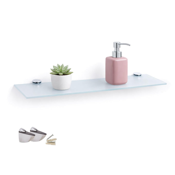 Euro Tische 30cm Glas Wandregal Weissglas, Glas Regal für Badezimmer, Weissglas Duschregal mit 6mm E