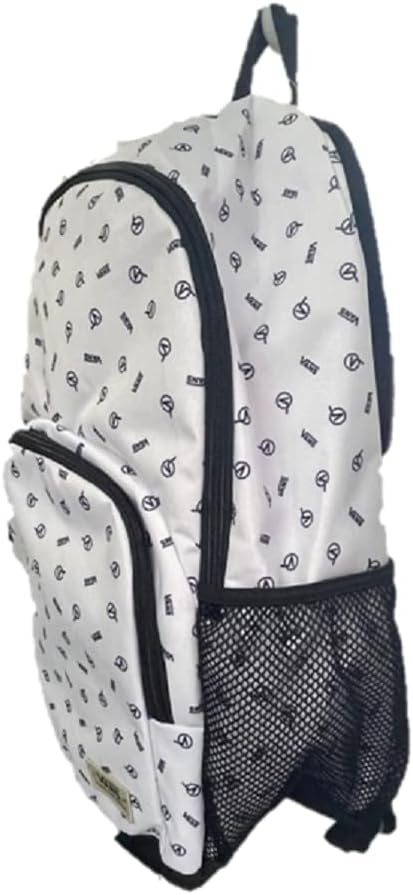 Vans Alumni Rucksack Allover Logo Weiss Schwarz Universität Schultasche Casual Reise Laptop, mehrfar
