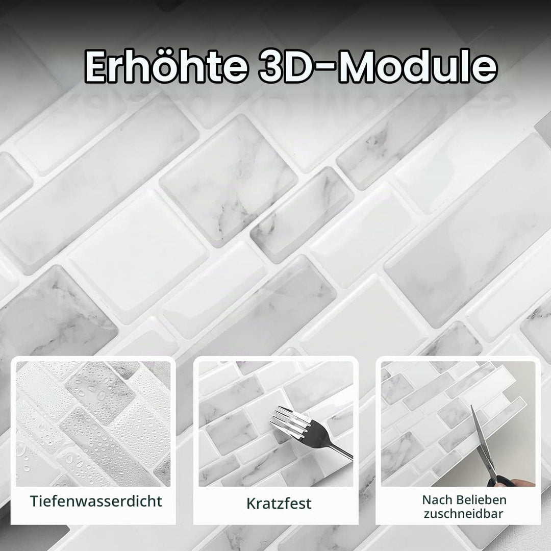 WoStick 10-Stück Upgrade Dickere 2,5mm Klebefliesen 3d Selbstklebend Fliesen Küche Küchenrückwand pl