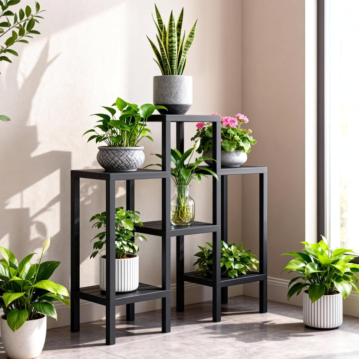 Ribelli 6-Etagen Blumenständer, Pflanzenständer, DIY Standregal, Mehrstöckig Blumenregal, Stapelbar
