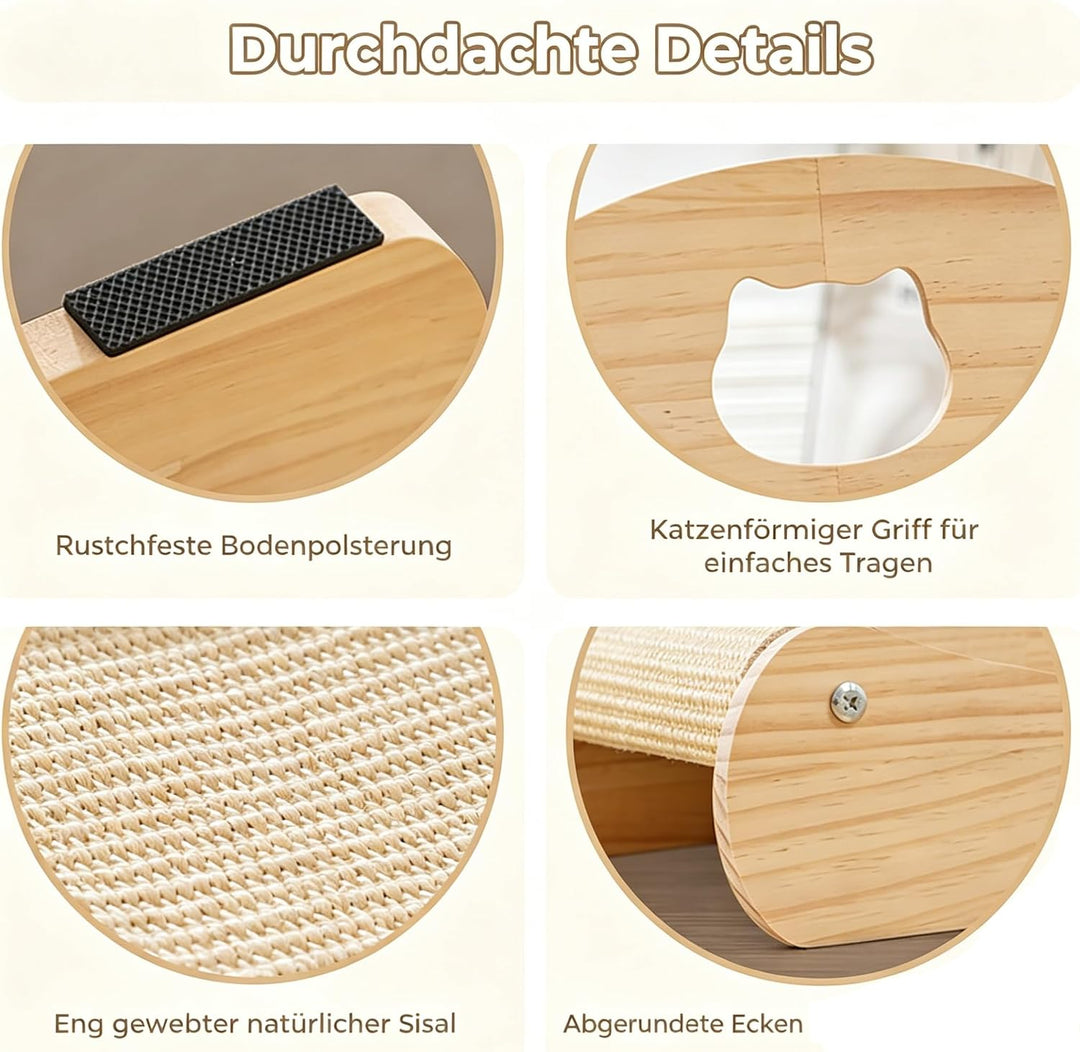Kratzbrett Sisal, Katzen Kratzbrett, Kratzmöbel Katze, Bequeme Kratzpads aus Hochwertiger Holz und S