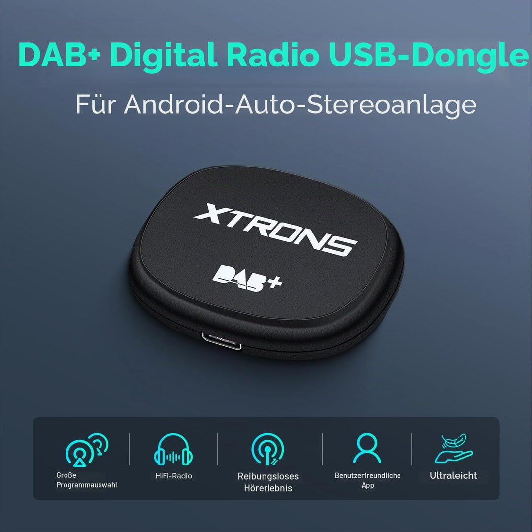 XTRONS Ultraleichter DAB+ Digitalradio-USB-Dongle für Android-Autoradio, unterstützt grosse Programm