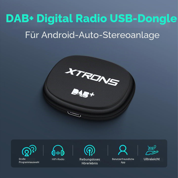 XTRONS Ultraleichter DAB+ Digitalradio-USB-Dongle für Android-Autoradio, unterstützt grosse Programm