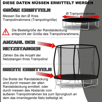 Baunsal® Trampolin Randabdeckung Ø 183 244 250 275 300 305 335 366 370 396 400 427 430 457 460 487 4