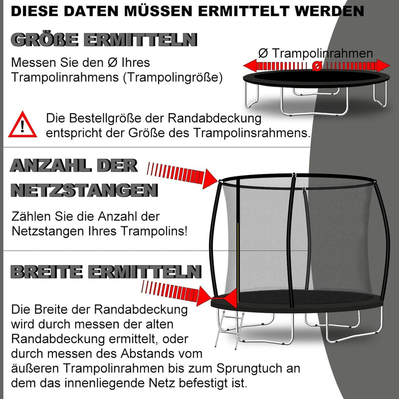 Baunsal® Trampolin Randabdeckung Ø 183 244 250 275 300 305 335 366 370 396 400 427 430 457 460 487 4