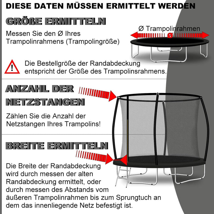 Baunsal® Trampolin Randabdeckung Ø 183 244 250 275 300 305 335 366 370 396 400 427 430 457 460 487 4