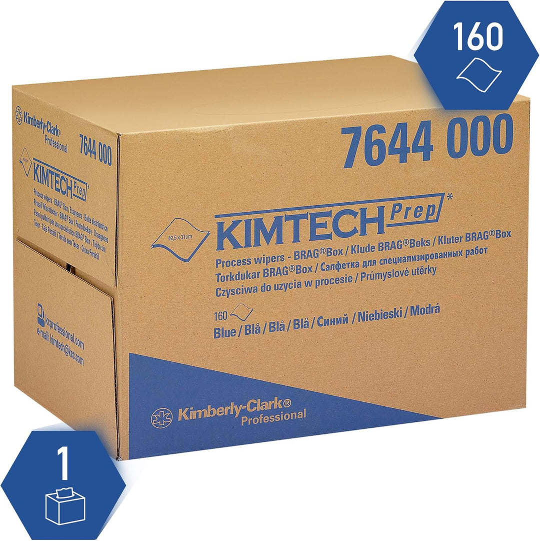 Kimtech Prozesswischtücher 7644 – 1 BRAG Box mit 160 Tüchern, blau 1 stück (1er Pack) 23, 1 stück (1