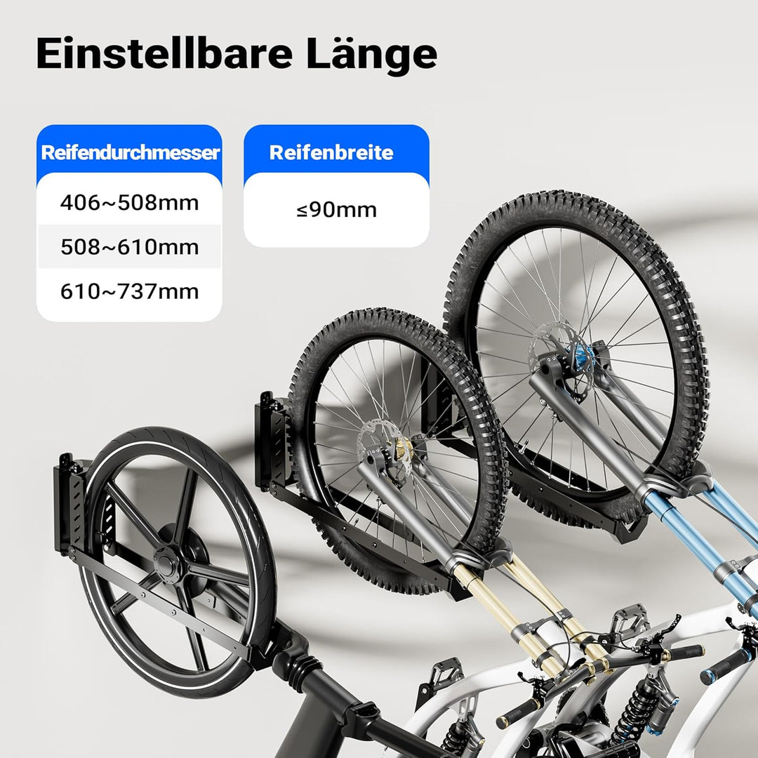 Wiltec Fahrrad Wandhalterung 11,8 x 30,7-34 x 43,8-62,5 cm bis 35 kg, Fahrradhalterung universell, f