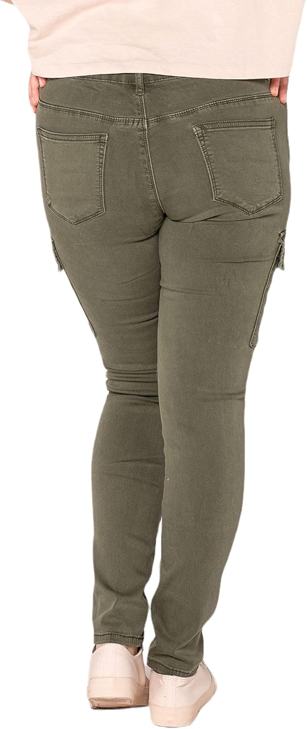 Nina Carter Damen Cargo Jeans grossen Grössen Stretchjeans Plus Size Jeanshosen Used-Look Denim Hose
