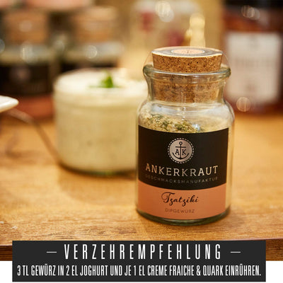 Ankerkraut Geschenkset Dips, Geschenk-Box mit 3 Gewürzen für Dips im Korkenglas, Tzatziki, Patatas B
