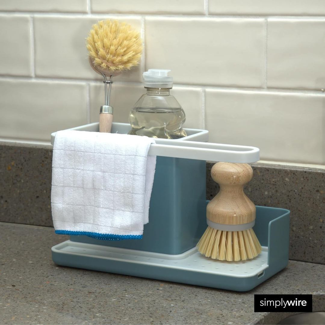 simplywire – Spülbecken-Caddy – Spülbecken-Organizer – Abnehmbare Auffangschale – Rutschfest – Blaug