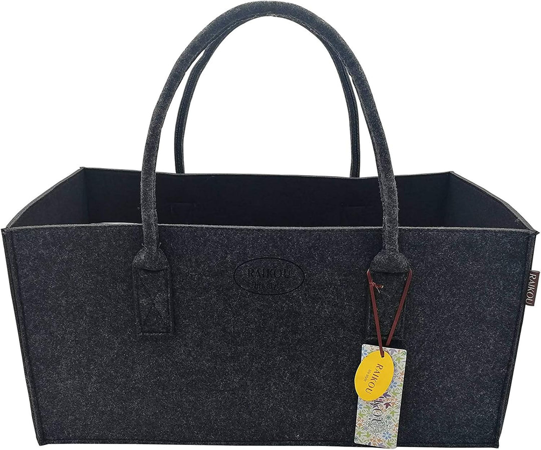 RAIKOU NEU Filztasche Shopper Holzkorb Einkaufstasche Henkeltasche Zeitungskorb Stabile Kaminholztas