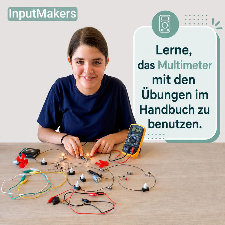 Elektrobaukasten für Kinder mit Multimeter Digital, stromkreis bausatz kinder, elektronik baukasten