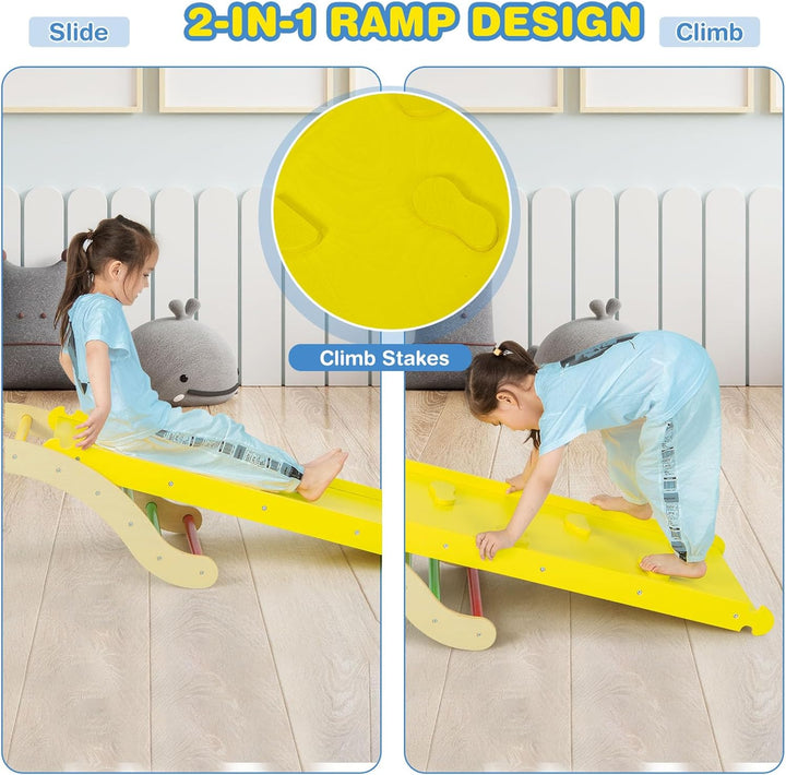 LIFEZEAL 3 in 1 Kletterdreieck mit Rutsche, Klettergerüst Set bis zu 60 kg, Kletterbogen Kinder aus