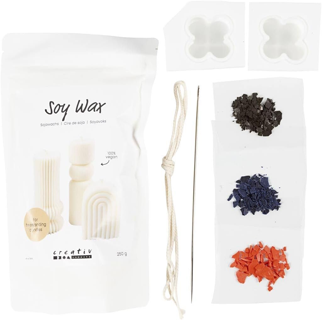 Creativ Bastelset Kerzenherstellung, warmes Beige, Creme, Hellblau, Sojakerzen, 1 Packung