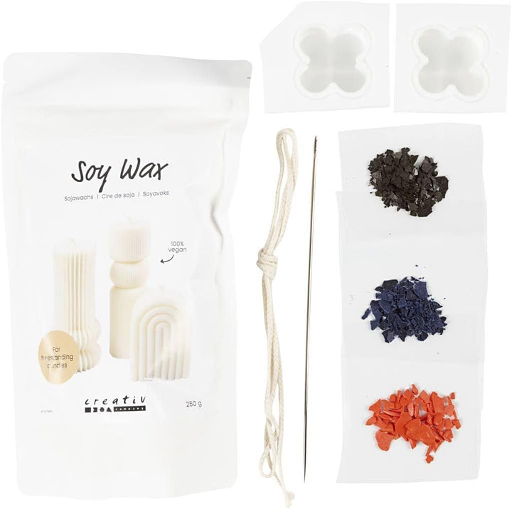 Creativ Bastelset Kerzenherstellung, warmes Beige, Creme, Hellblau, Sojakerzen, 1 Packung