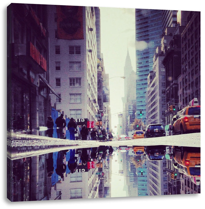 New York Times Square, Format: 70x70 auf Leinwand, XXL riesige Bilder fertig gerahmt mit Keilrahmen,