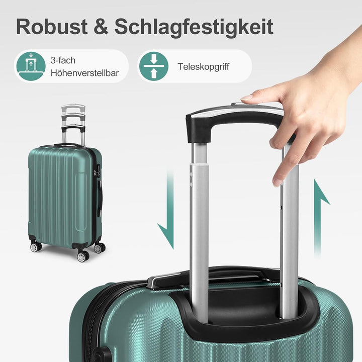LALAHO Kofferset 4 teilig Hartschale, Koffer Set aus ABS, Reisekoffer mit Rollen Gross, Hartschalenk