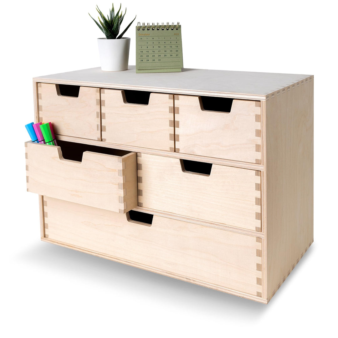 Creative Deco Schubladenbox Schubladenelement | 6 Schubladen | 42 x 20 x 28,5 cm (+/- 1 cm) | Mini-K