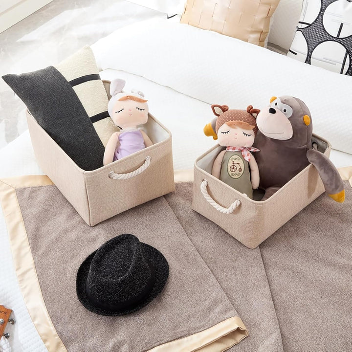 Mangata Stoff Aufbewahrungsboxen, Faltbare Aufbewahrungsbox mit Seilgriffen für Regale, Schrank, Kle