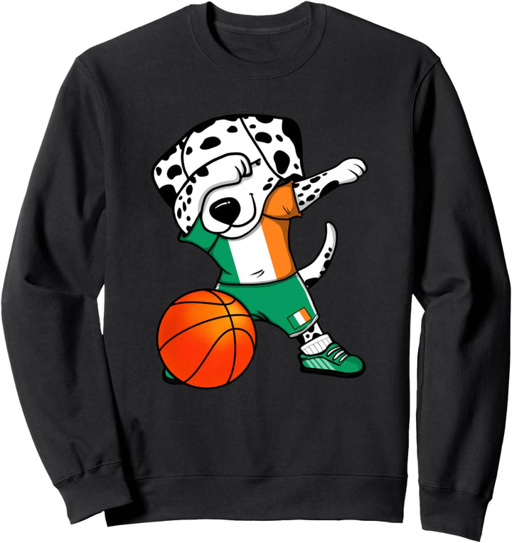 Dabbing Dalmatiner Hund Irland Basketball Mannschaft Sport Sweatshirt