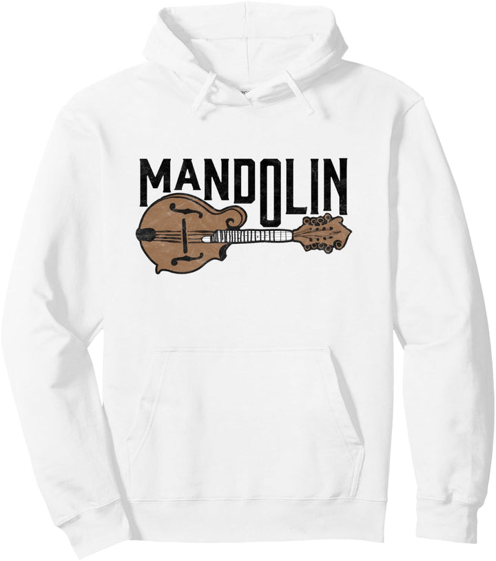Retro Mandolin Minimalist String Instrument Graphic Music Pullover Hoodie