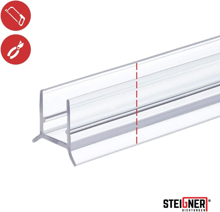 STEIGNER Duschdichtung, 120cm, Glasstärke 7/8 mm, Gerade PVC Ersatzdichtung für Dusche, UK24-08 Stär