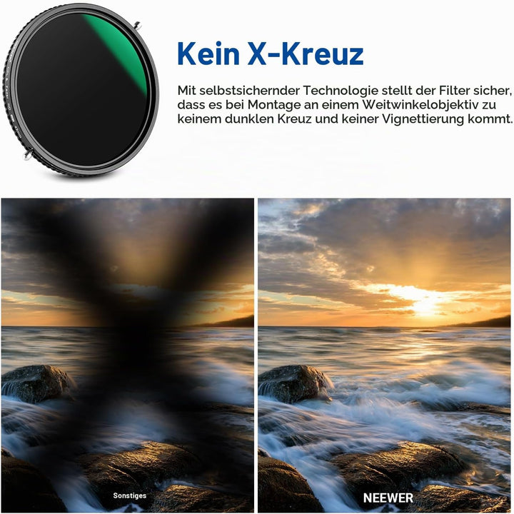 NEEWER 2 in 1 43mm Variable ND Filter ND2-ND32&amp;CPL (Zirkular Polfilter) No X Cross Variabel Graufilt
