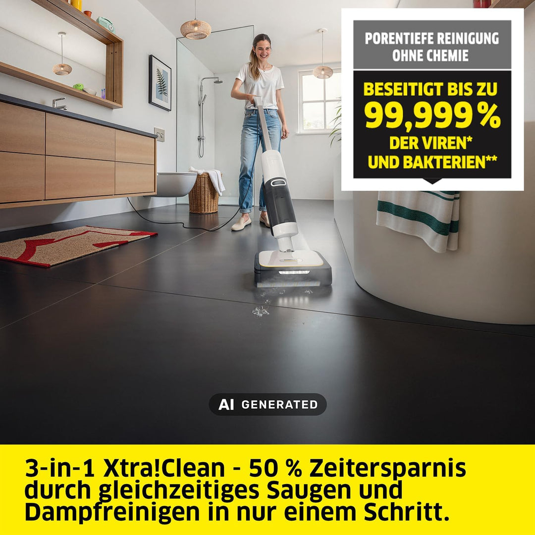Kärcher Dampfsauger SCV 4 Steam Vac, 3-in-1 Lösung (Dampfreinigung, Saugen &amp; Kombi), eliminiert 99,9