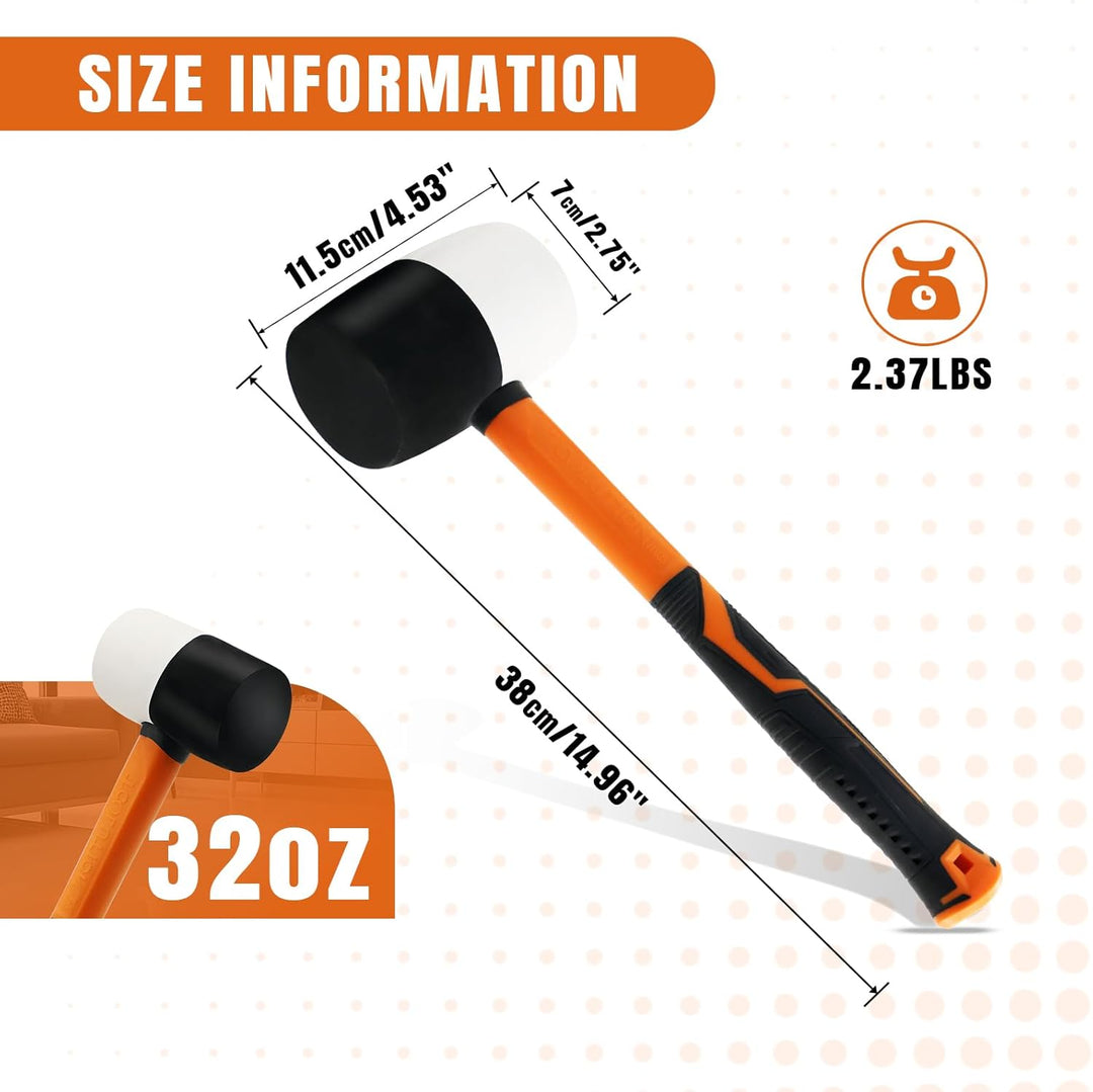 Gummihammer, 32oz Kleiner Gummihammer camping, Schonhammer für Boden und Tischlereiarbeiten geeignet