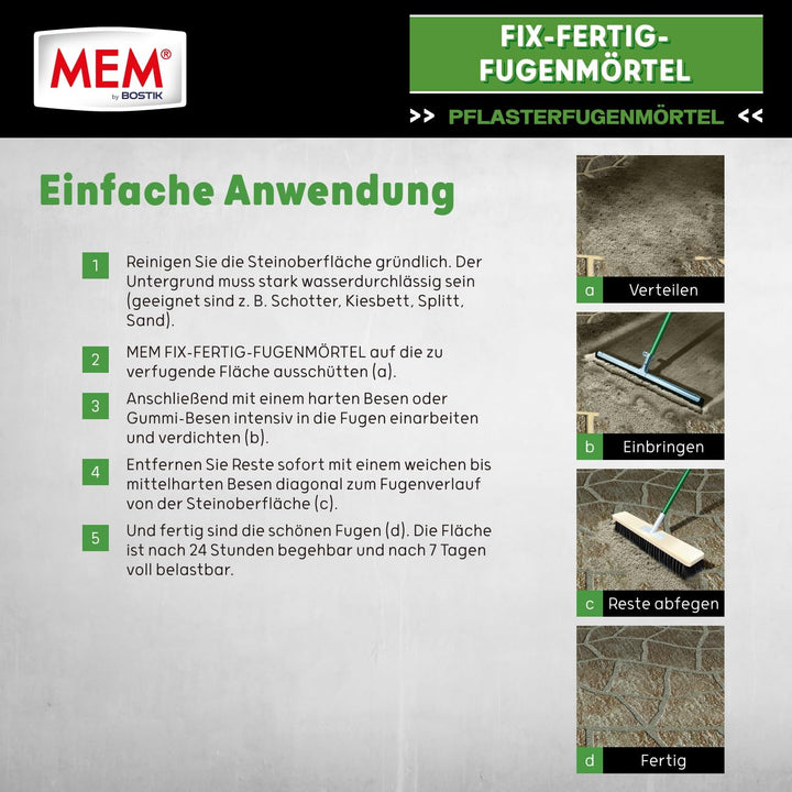 MEM Fix &amp; Fertig Fugenmörtel steingrau 25kg
