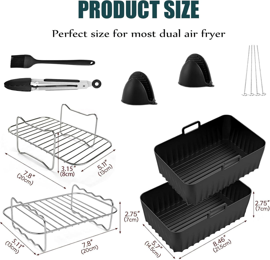 Heissluftfritteuse Zubehör für Ninja-8 Stück Airfryer Zubehör für Ninja Foodi Max Dual Zone AF400EU/